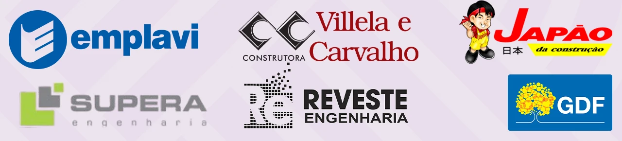 Logos de Emplavi, Villela e Carvalho, Japão da Construção, Supera Engenharia, Reveste Engenharia e GDF